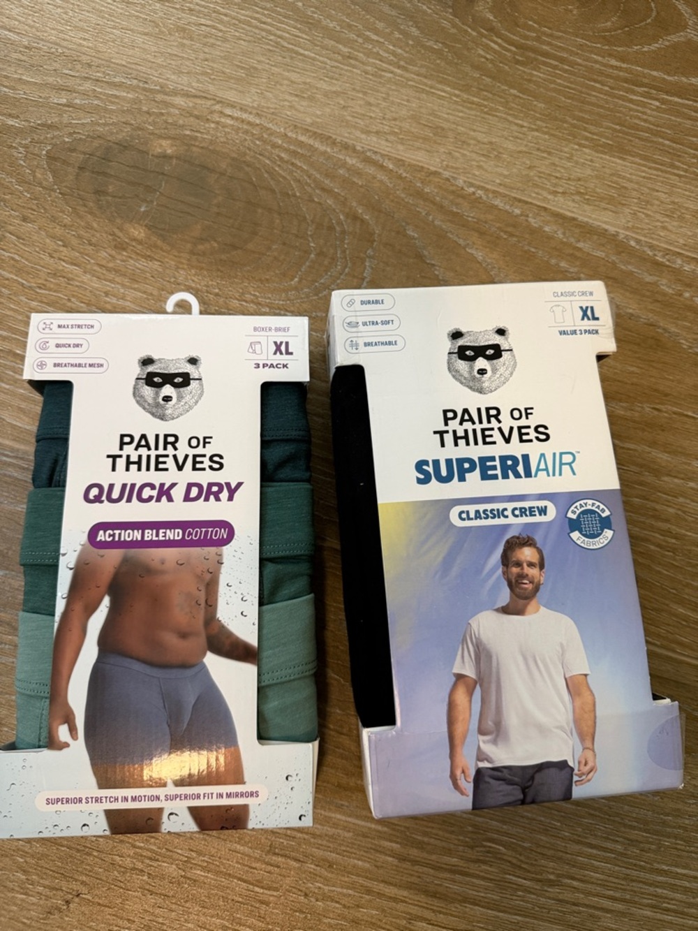 Pair of Thieves bundle- 3 pack crew black tees and 3 pack boxer briefs Size XL